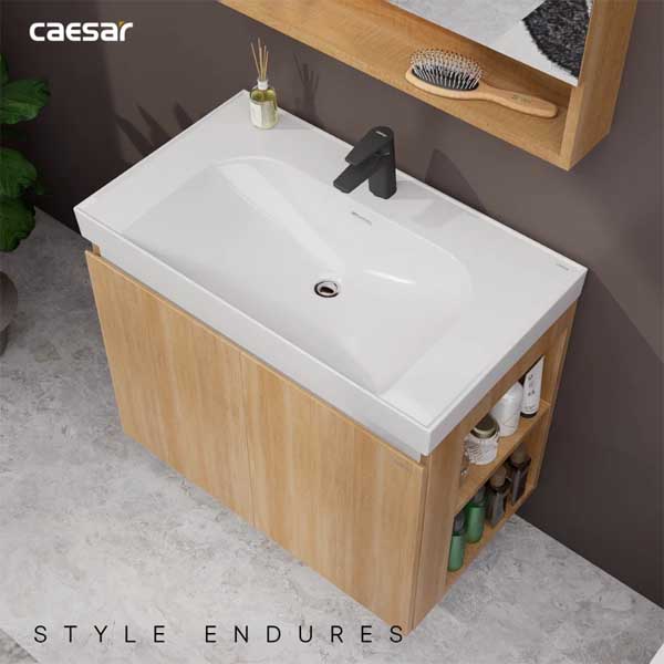 Bộ Tủ Chậu Lavabo Caesar LF5358 + EH15358CRW7V Chữ Nhật 