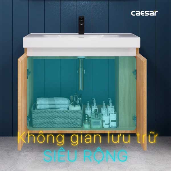 Bộ Tủ Chậu Lavabo Caesar LF5358 + EH15358CRW7V Chữ Nhật 