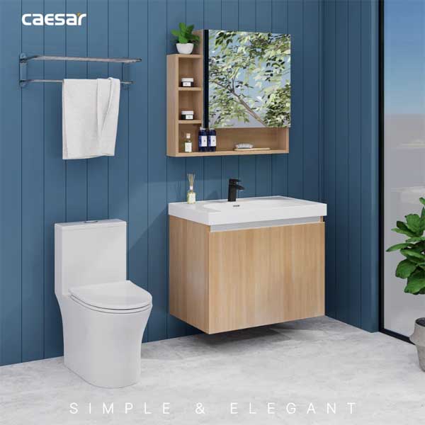 Bộ Tủ Chậu Lavabo Caesar LF5358 + EH15358CRW7V Chữ Nhật 