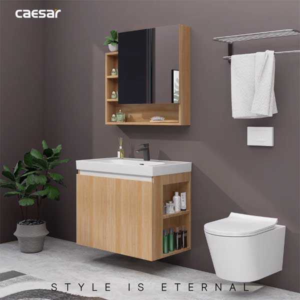 Bộ Tủ Chậu Lavabo Caesar LF5358 + EH15358CRW7V Chữ Nhật 