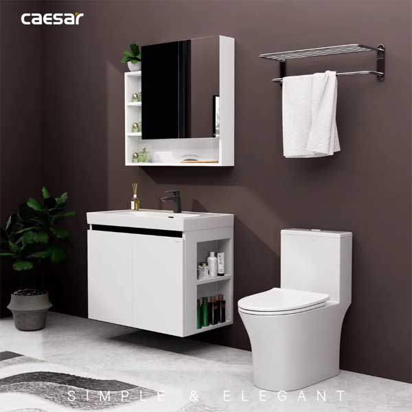 Bộ Tủ Chậu Lavabo Caesar LF5358 + EH15358CRV Chữ Nhật 