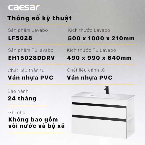 Bộ Tủ Chậu Lavabo Caesar LF5028 + EH15028DDRV