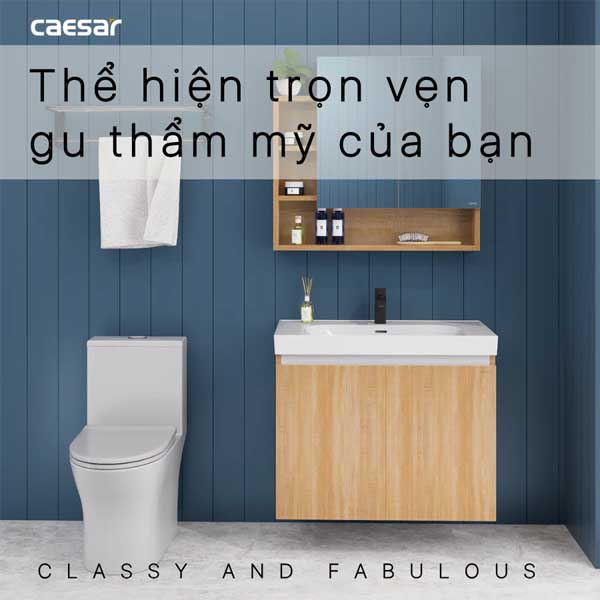 Bộ Tủ Chậu Lavabo Treo Tường Caesar LF5358 + EH15358CLW7V 