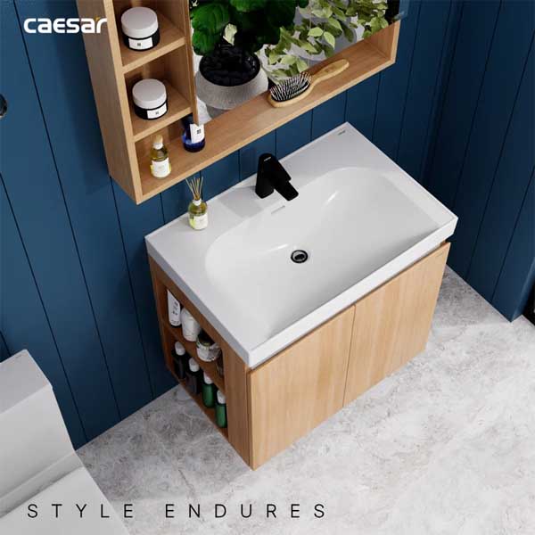 Bộ Tủ Chậu Lavabo Treo Tường Caesar LF5358 + EH15358CLW7V 