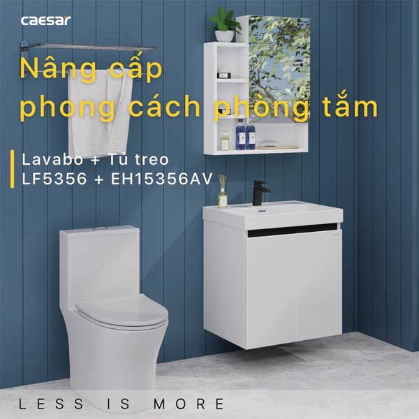 Bộ Tủ Chậu Lavabo Treo Tường Caesar LF5356 + EH15356AV 