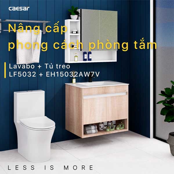 Bộ Tủ Chậu Lavabo Treo Tường Caesar LF5032 + EH15032AW7V