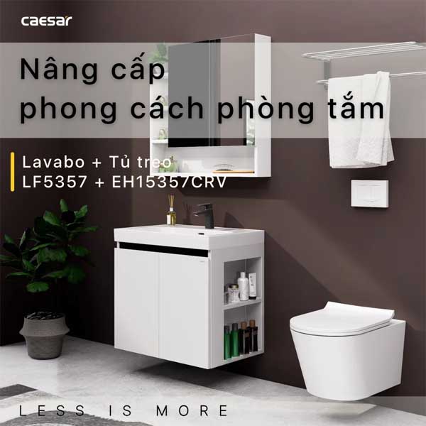 Bộ Tủ Chậu Lavabo Treo Tường Caesar LF5357 + EH15357CRV 