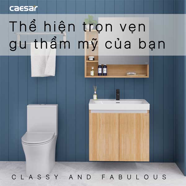 Bộ Tủ Chậu Lavabo Treo Tường Caesar LF5357 + EH15357CRW7V