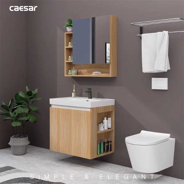 Bộ Tủ Chậu Lavabo Treo Tường Caesar LF5357 + EH15357CRW7V