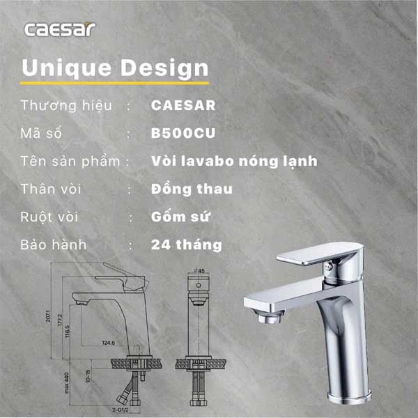 Vòi Lavabo Caesar Nóng Lạnh B500CU 