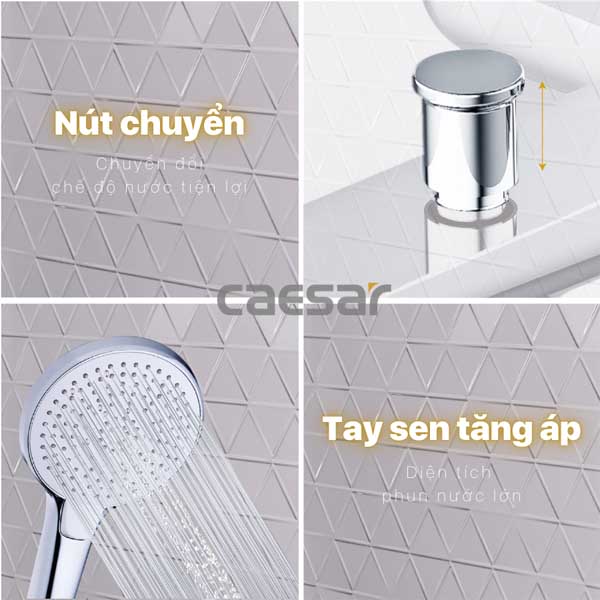 Vòi Sen Caesar Nóng Lạnh 3 Chế Độ S503C