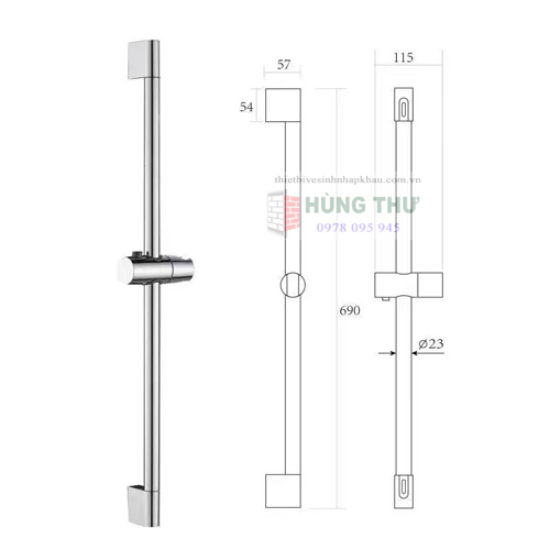 Thanh trượt sen tắm Haruki HR909 2 TSKT Thanh trượt sen tắm Haruki HR909