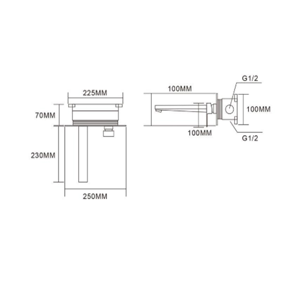 Vòi chậu Lavabo âm tường Haruki HR117 C - màu crom 2 Vòi chậu Lavabo âm tường Haruki HR117 C - màu crom 2