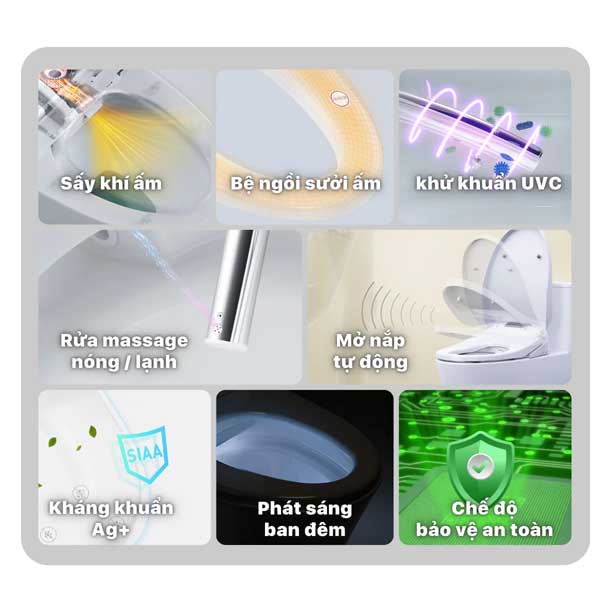 Bồn Cầu 2 Khối Kết Hợp Nắp Rửa Thông Minh Caesar CD1341 + TAF610H 