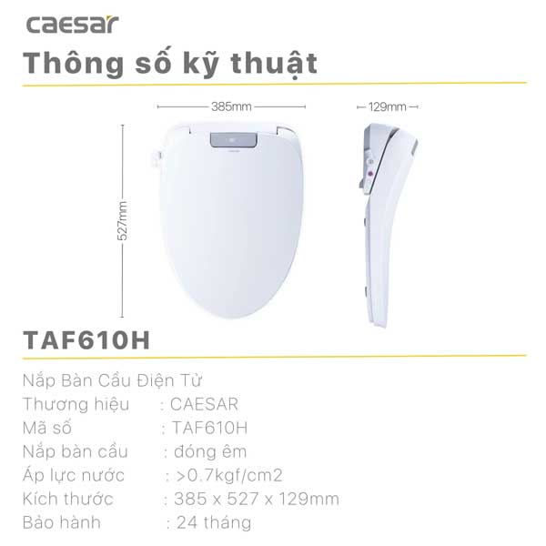Bồn Cầu 2 Khối Kết Hợp Nắp Rửa Thông Minh Caesar CD1341 + TAF610H 6 Bồn Cầu 2 Khối Kết Hợp Nắp Rửa Thông Minh Caesar CD1341 + TAF610H