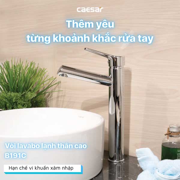 Vòi Lavabo Lạnh Cổ Cao Caesar B191C