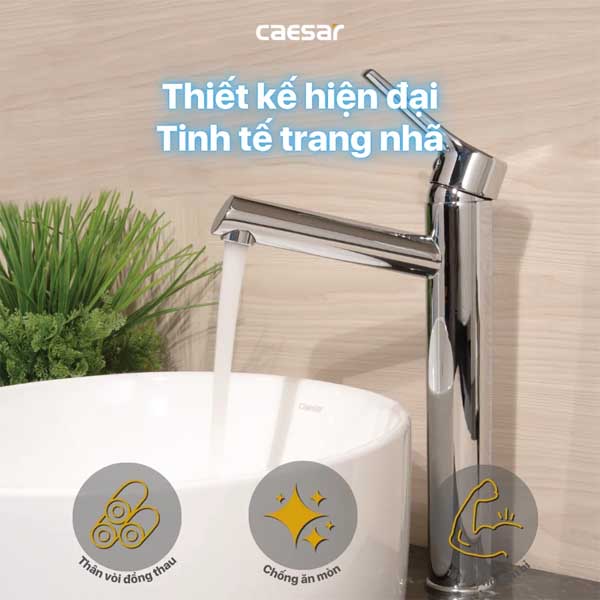 Vòi Lavabo Lạnh Cổ Cao Caesar B191C