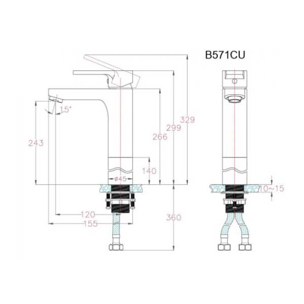 Vòi Lavabo Caesar Nóng Lạnh BT571CU 2 Vòi Lavabo Caesar Nóng Lạnh BT571CU