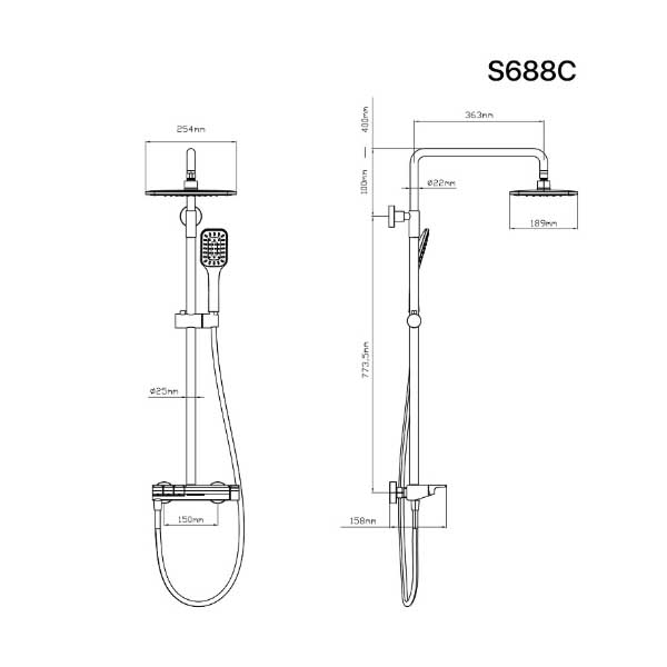 Bộ Vòi Sen Cây Nóng Lạnh CAESAR S688C 6 Bộ Vòi Sen Cây Nóng Lạnh CAESAR S688C