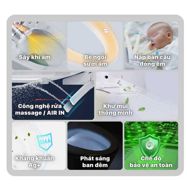 Bồn Cầu 2 Khối Nắp Rửa Thông Minh Caesar  CD1320 + TAF710H 