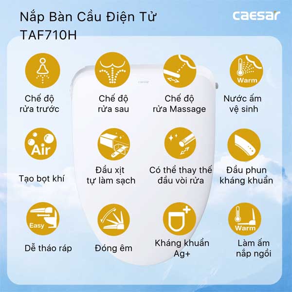 Bồn Cầu 1 Khối Kết Hợp Nắp Rửa Thông Minh Caesar C1374F + TAF710H 