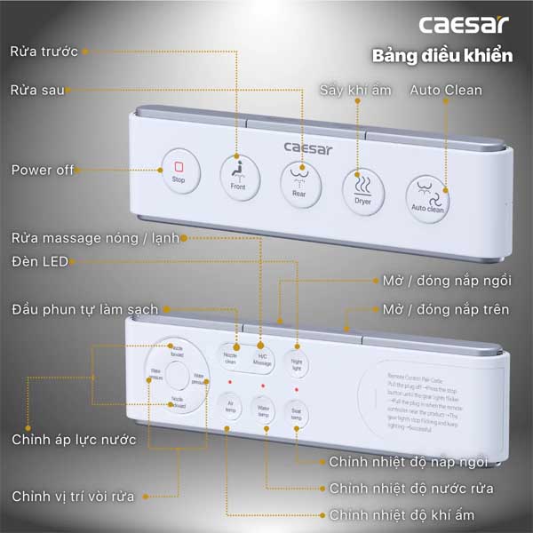 Bồn Cầu 1 Khối Nắp Điện Tử Caesar C1394F + TAF610H 