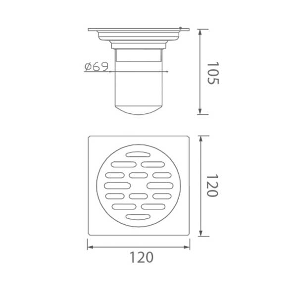 Ga thoát sàn màu inox chải EcoBath EC1061B 3 Ga thoát sàn màu inox chải EcoBath EC1061B
